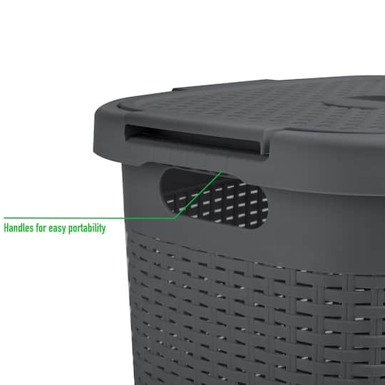 Mind Reader 60L Hamper Laundry Basket with Cutout Handles